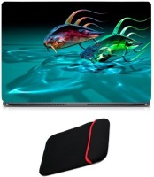 Skin Yard 3D Fish Facebook Cover Laptop Skin with Reversible Laptop Sleeve - 14.1 Inch Combo Set   Laptop Accessories  (Skin Yard)