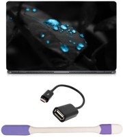 Skin Yard Excellent Blue Water Drops Photography Laptop Skin -14.1 Inch with USB LED Light & OTG Cable (Assorted) Combo Set   Laptop Accessories  (Skin Yard)