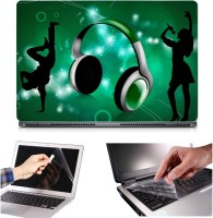 Skin Yard 3in1 Combo- Green Musical Headphone Laptop Skin with Screen Protector & Keyguard -15.6 Inch Combo Set   Laptop Accessories  (Skin Yard)