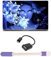 Skin Yard Glowing Fantasy Girl with Butterfly Laptop Skin with USB LED Light & OTG Cable - 15.6 Inch Combo Set   Laptop Accessories  (Skin Yard)