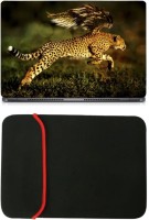 Skin Yard Jaguaar Cheetah Wings Laptop Skin/Decal with Reversible Laptop Sleeve - 14.1 Inch Combo Set   Laptop Accessories  (Skin Yard)