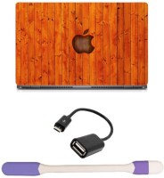 Skin Yard Wooden Apple Laptop Skin -14.1 Inch with USB LED Light & OTG Cable (Assorted) Combo Set   Laptop Accessories  (Skin Yard)