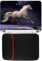 FineArts White Horse Laptop Skin with Reversible Laptop Sleeve Combo Set   Laptop Accessories  (FineArts)
