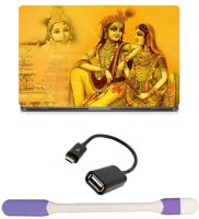 Skin Yard Radha Krishna Yellowish Laptop Skin -14.1 Inch with USB LED Light & OTG Cable (Assorted) Combo Set   Laptop Accessories  (Skin Yard)