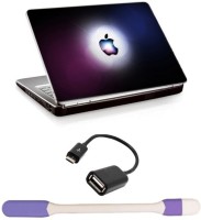 Skin Yard Apple Logo with Blue Background Laptop Skin -14.1 Inch with USB LED Light & OTG Cable (Assorted) Combo Set   Laptop Accessories  (Skin Yard)