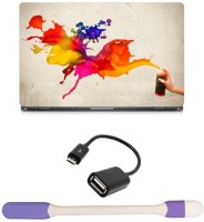 Skin Yard Paint Spray Abstract Laptop Skin -14.1 Inch with USB LED Light & OTG Cable (Assorted) Combo Set   Laptop Accessories  (Skin Yard)