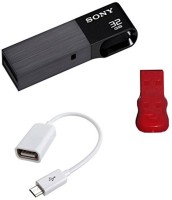 View Sony 32 GB Metal Pendrive with OTG Cable and Card reader Combo Set Laptop Accessories Price Online(Sony)