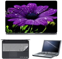 Skin Yard Dark Purple Flower Black Background Laptop Skin with Screen Protector & Keyboard Skin -15.6 Inch Combo Set   Laptop Accessories  (Skin Yard)