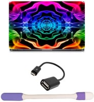 Skin Yard Colourful Ribbon Smoke Abstract Laptop Skin -14.1 Inch with USB LED Light & OTG Cable (Assorted) Combo Set   Laptop Accessories  (Skin Yard)