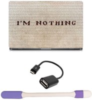 Skin Yard I Am Nothing Word BackgroundSparkle Laptop Skin -14.1 Inch with USB LED Light & OTG Cable (Assorted) Combo Set   Laptop Accessories  (Skin Yard)