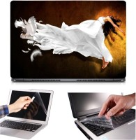 Skin Yard 3in1 Combo- White Feather Girl Laptop Skin with Screen Protector & Keyguard -15.6 Inch Combo Set   Laptop Accessories  (Skin Yard)