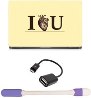 Skin Yard I Love You Human Heart Sparkle Laptop Skin -14.1 Inch with USB LED Light & OTG Cable (Assorted) Combo Set   Laptop Accessories  (Skin Yard)