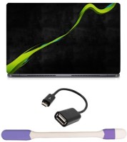 Skin Yard Neon Green Abstract Laptop Skin -14.1 Inch with USB LED Light & OTG Cable (Assorted) Combo Set   Laptop Accessories  (Skin Yard)