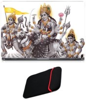 Skin Yard Maa Durga with Hanuman Laptop Skin/Decal with Reversible Laptop Sleeve - 14.1 Inch Combo Set   Laptop Accessories  (Skin Yard)