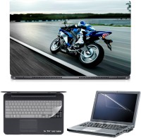Skin Yard 3in1 Combo- Bike Racing Laptop Skin with Screen Protector & Keyguard -15.6 Inch Combo Set   Laptop Accessories  (Skin Yard)