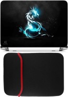 View FineArts Blue Dragon Laptop Skin with Reversible Laptop Sleeve Combo Set Laptop Accessories Price Online(FineArts)
