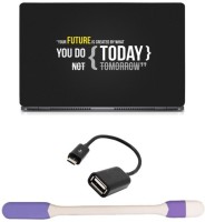 Skin Yard You Do Today Quotes Sparkle Laptop Skin -14.1 Inch with USB LED Light & OTG Cable (Assorted) Combo Set   Laptop Accessories  (Skin Yard)