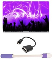 Skin Yard Pink Party Electro House Laptop Skin -14.1 Inch with USB LED Light & OTG Cable (Assorted) Combo Set   Laptop Accessories  (Skin Yard)