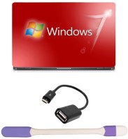 Skin Yard Windows 7 Red Laptop Skin -14.1 Inch with USB LED Light & OTG Cable (Assorted) Combo Set   Laptop Accessories  (Skin Yard)
