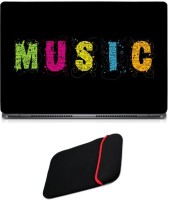 Skin Yard Colourful Music Words Sparkle Laptop Skin with Reversible Laptop Sleeve - 14.1 Inch Combo Set   Laptop Accessories  (Skin Yard)