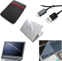 View Namo Art Laptop Combo Sleeve, Transparent Skin, Mobile Usb Cable, Screen Guard, Key Guard Combo Set Laptop Accessories Price Online(Namo Art)