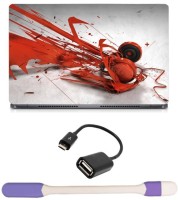 Skin Yard Red Headphone Music Graphics Laptop Skin with USB LED Light & OTG Cable - 15.6 Inch Combo Set   Laptop Accessories  (Skin Yard)