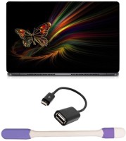 Skin Yard Awesome Watercolour Rainbow Butterfly Laptop Skin -14.1 Inch with USB LED Light & OTG Cable (Assorted) Combo Set   Laptop Accessories  (Skin Yard)