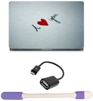Skin Yard I Love You Red Heart Sparkle Laptop Skin with USB LED Light & OTG Cable - 15.6 Inch Combo Set   Laptop Accessories  (Skin Yard)