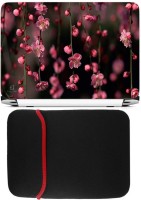 FineArts Pink Flowers Laptop Skin with Reversible Laptop Sleeve Combo Set   Laptop Accessories  (FineArts)