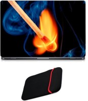 Skin Yard Ignite Fire Stick Laptop Skin/Decal with Reversible Laptop Sleeve - 14.1 Inch Combo Set   Laptop Accessories  (Skin Yard)