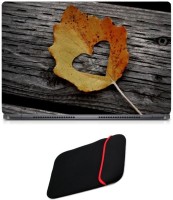 Skin Yard Heart in Leaf Laptop Skin with Reversible Laptop Sleeve - 14.1 Inch Combo Set   Laptop Accessories  (Skin Yard)