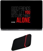 Skin Yard Good Friends Don't Alone Sparkle Laptop Skin with Reversible Laptop Sleeve - 14.1 Inch Combo Set   Laptop Accessories  (Skin Yard)