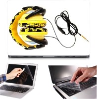 Skin Yard 3in1 Combo- Yellow Headphone Laptop Skin with Screen Protector & Keyguard -15.6 Inch Combo Set   Laptop Accessories  (Skin Yard)