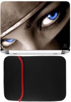 FineArts Blue Eyes Laptop Skin with Reversible Laptop Sleeve Combo Set   Laptop Accessories  (FineArts)
