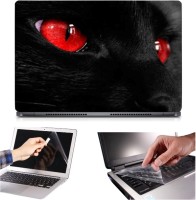 Skin Yard 3in1 Combo- Red Eye Cat Laptop Skin with Screen Protector & Keyguard -15.6 Inch Combo Set   Laptop Accessories  (Skin Yard)