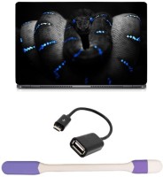 Skin Yard Blue Sparkle Snake Laptop Skin with USB LED Light & OTG Cable - 15.6 Inch Combo Set   Laptop Accessories  (Skin Yard)