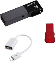 Sony 16 GB Metal Pendrive with OTG Cable and Card reader Combo Set   Laptop Accessories  (Sony)