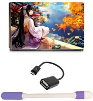 Skin Yard Geisha Anime Girl Laptop Skin with USB LED Light & OTG Cable - 15.6 Inch Combo Set   Laptop Accessories  (Skin Yard)
