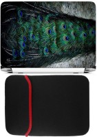 FineArts Peacock Tale Laptop Skin with Reversible Laptop Sleeve Combo Set   Laptop Accessories  (FineArts)