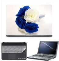 Skin Yard Sparkle White Blue Flower Bouqet Laptop Skin with Screen Protector & Keyboard Skin -15.6 Inch Combo Set   Laptop Accessories  (Skin Yard)