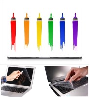Skin Yard Colourful Paint Brush Laptop Skin Decal with Keyguard & Screen Protector -15.6 Inch Combo Set   Laptop Accessories  (Skin Yard)