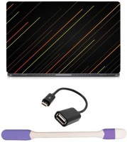 Skin Yard Green Orange Line Laptop Skin -14.1 Inch with USB LED Light & OTG Cable (Assorted) Combo Set   Laptop Accessories  (Skin Yard)