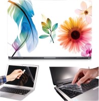 Skin Yard 3in1 Combo- Feather Flower Laptop Skin with Screen Protector & Keyguard -15.6 Inch Combo Set   Laptop Accessories  (Skin Yard)