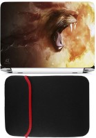 FineArts Lion Roaring Laptop Skin with Reversible Laptop Sleeve Combo Set   Laptop Accessories  (FineArts)