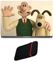 Skin Yard Wallace and Gromit Laptop Skin/Decal with Reversible Laptop Sleeve - 14.1 Inch Combo Set   Laptop Accessories  (Skin Yard)