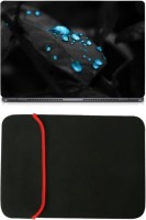 Skin Yard Excellent Blue Water Drops Photography Laptop Skin with Reversible Laptop Sleeve - 14.1 Inch Combo Set   Laptop Accessories  (Skin Yard)