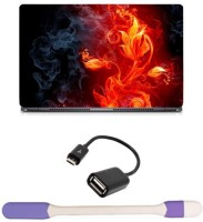 Skin Yard Red Fire Flower Laptop Skin with USB LED Light & OTG Cable - 15.6 Inch Combo Set   Laptop Accessories  (Skin Yard)
