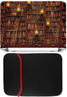 FineArts Library Pattern Laptop Skin with Reversible Laptop Sleeve Combo Set   Laptop Accessories  (FineArts)