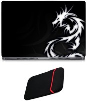 Skin Yard White Dragon Abstract Laptop Skin with Reversible Laptop Sleeve - 15.6 Inch Combo Set   Laptop Accessories  (Skin Yard)