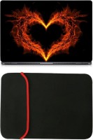 Skin Yard Burning Heart Laptop Skin/Decal with Reversible Laptop Sleeve - 14.1 Inch Combo Set   Laptop Accessories  (Skin Yard)